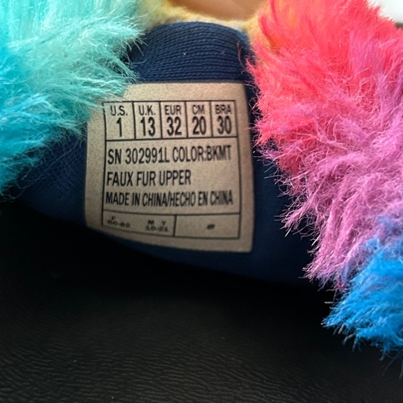 Skechers Kids Rainbow Fuzzy Slide Sandals - Black Base - Picture 2 of 6